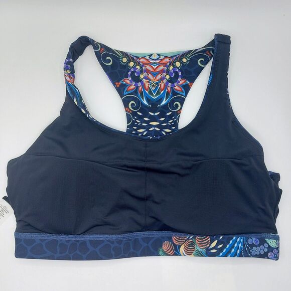 Johnny Was Seabrock Bee Active RacerbackSports Bra Women's Size Large Navy Gym - Picture 4 of 6